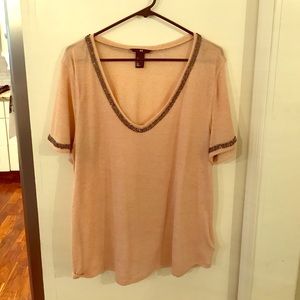 Bead detailed H&M blush v-neck